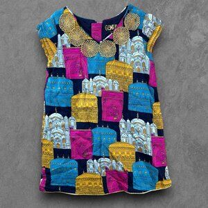 Genuine Kids Osh Kosh Dress 18M India Palace Print with Gold Embellishments